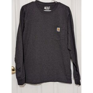 Carhartt Mens Relaxed Fit Long Sleeve Pocket T Shirt Dark Gray Size Small